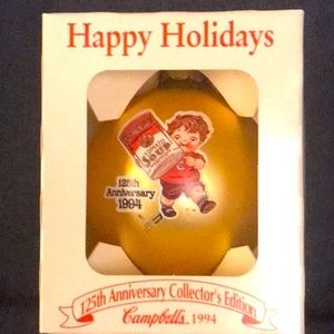 Campbells Merry Christmas Ball Ornament 1994 Kids 125th Anniversary Glass in Box